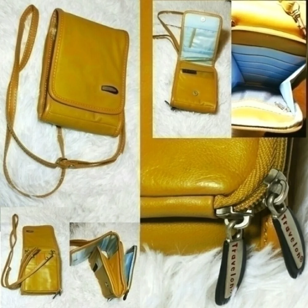 Travelon Anti Theft Leather Acordian Shoulder Bag